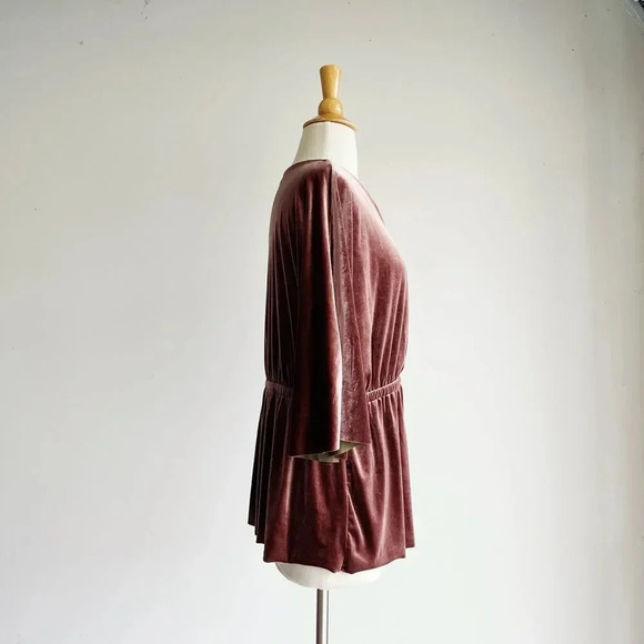 Halogen Velvet Wrap Top – Romantic Rose Mauve Blouse (L) - Picture 2 of 5